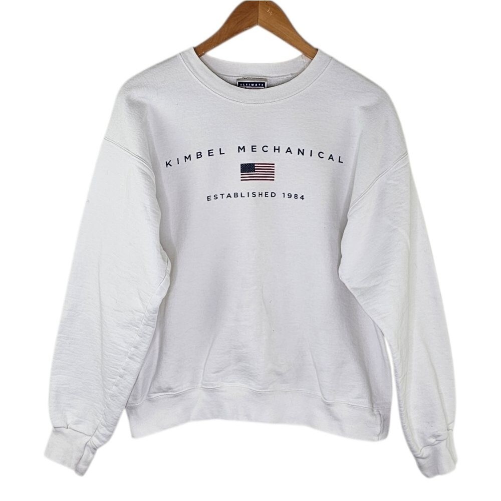 Vintage 80's Spell Out Kimbell White Sweatshirt Medium